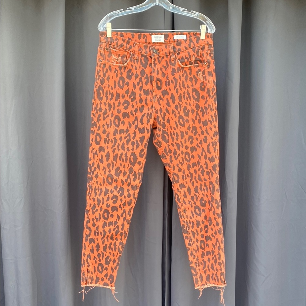 Kensie Jeans Leopard Print OrangeUltimate High Rise Skinny Jeans size 10/30